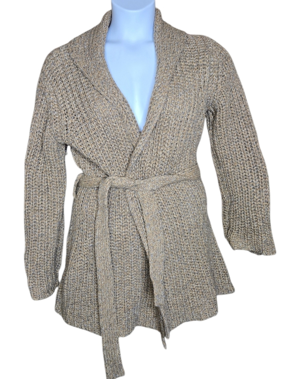 BETNETTON knit‎ tan tie belt cardigan long sweater M